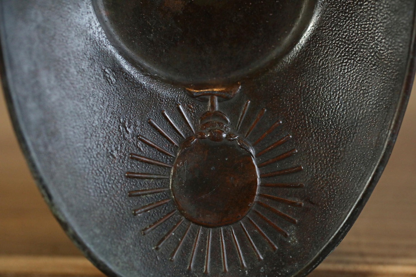 Antique Bronze Cup Saucers - Set of Five Japanese Tea Coasters with Phoenix Design