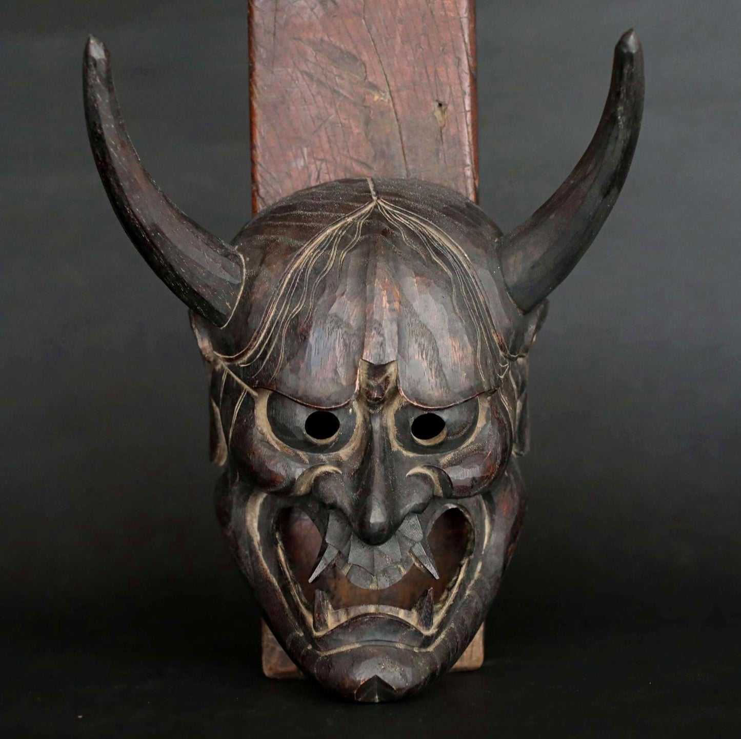 Hannya Mask - Hand Carved Wood Female Demon | Japanese Noh Theater Art Wall Decor