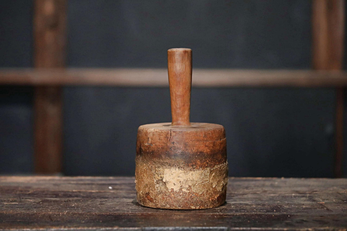 Japanese Wooden Straw Hammer - Vintage Wooden Tool | Mingei Folk Art Hat Rack Display