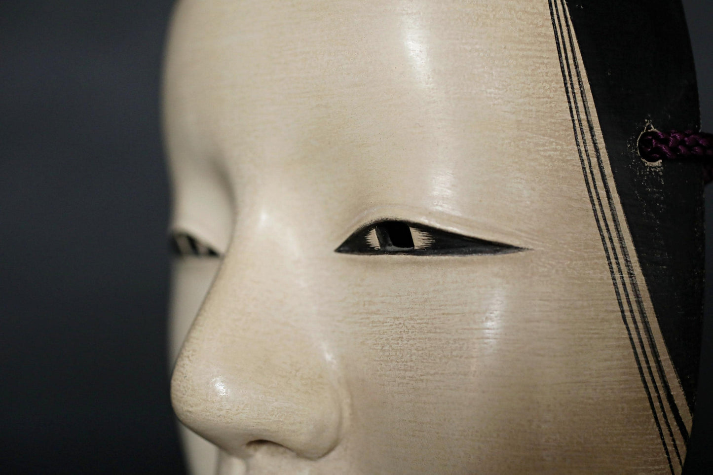Japanese Noh Mask - Vintage Wood Carving Female Celestial Maiden Wall Ornament
