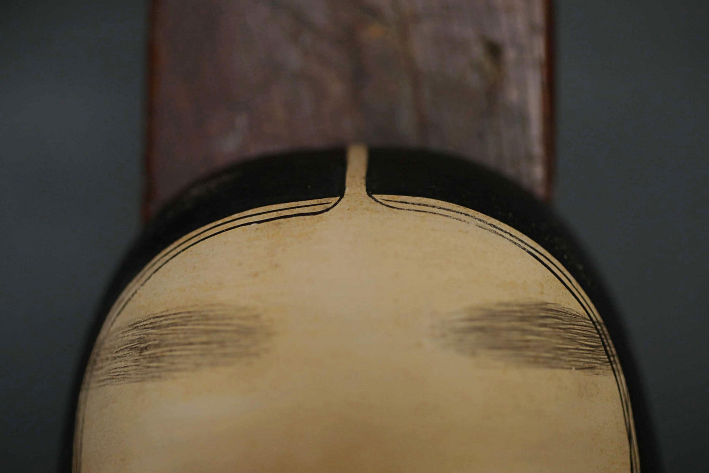 Japanese Noh Mask - Magojirō Signed Wood Carving | Elegant Wall Ornament with Silk Bag