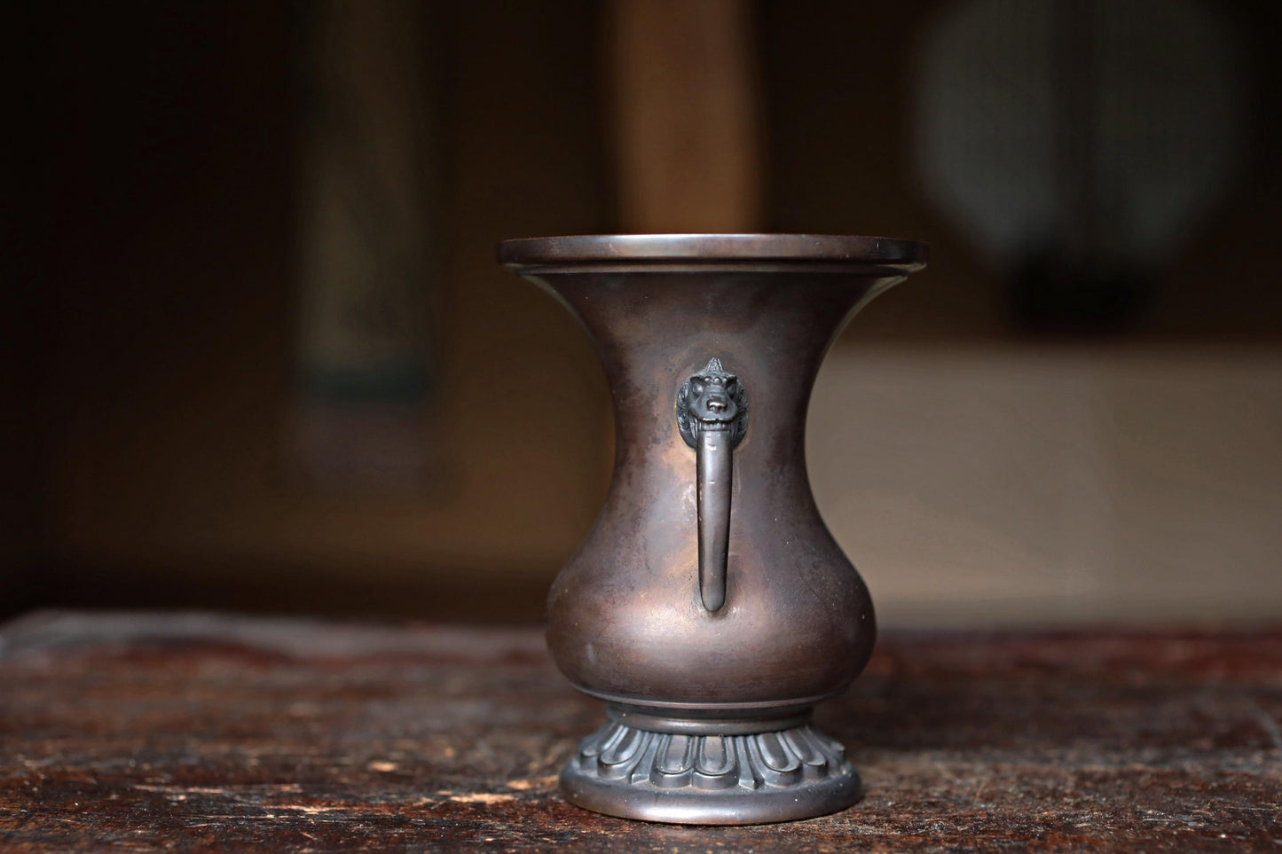 Antique Japanese Bronze Vase – Signed Soryu, Guardian Lion Handles, Meiji Era Metalwork