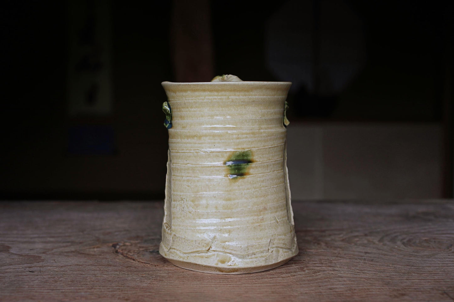 Vintage Mizusashi Jar - Signed Ceramic Ki-Seto Pottery | Japanese Tea Vessel