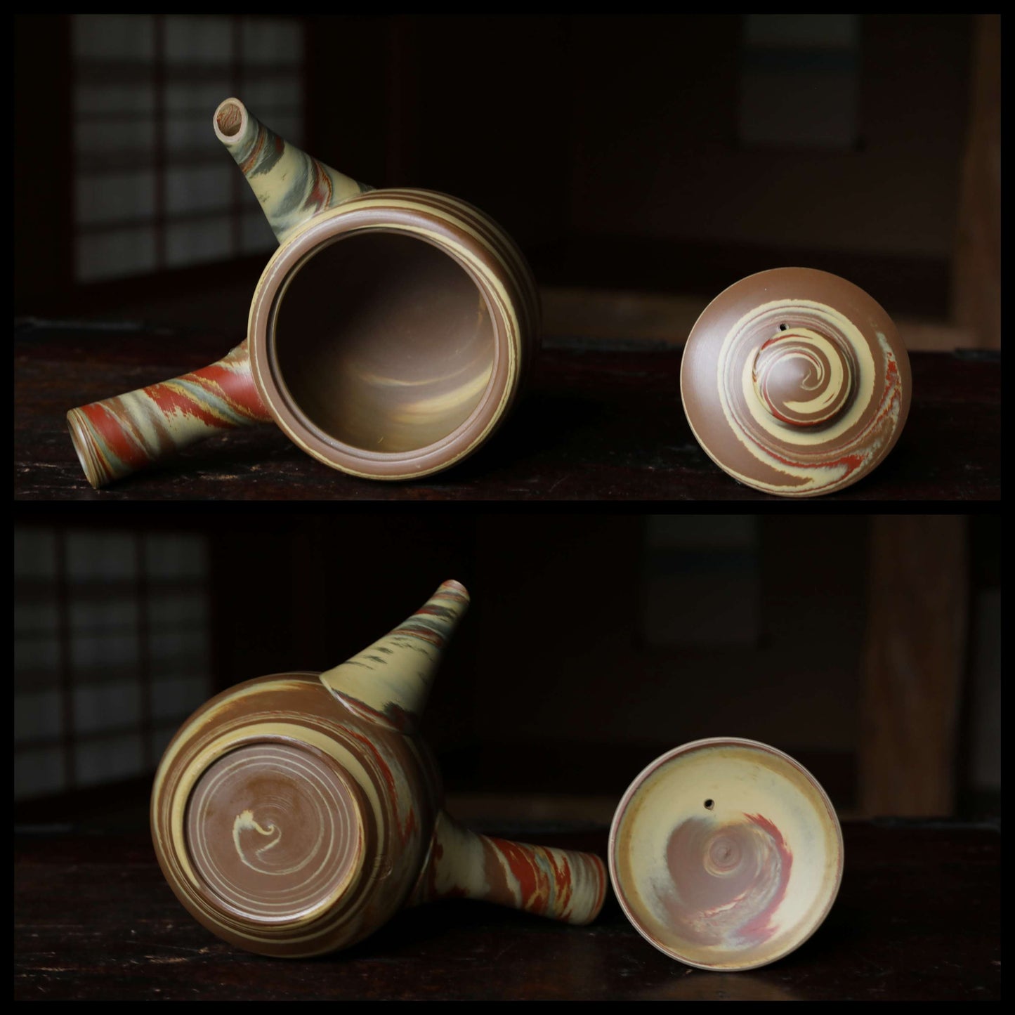 Vintage Japanese Tea Set – Handmade Ceramic Pot with Lid | Marble Glaze Sencha Teaware