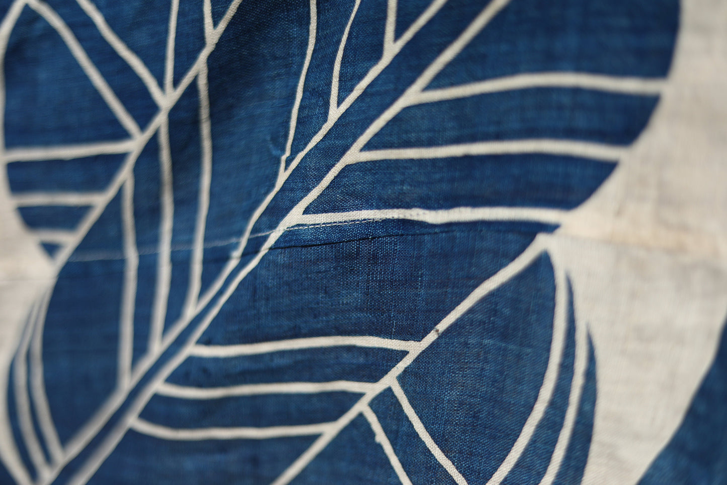 Japanese Jinmaku Noren Antique Linen Curtain - Samurai Family Crest, Indigo Dyed Fabric 1700s Edo