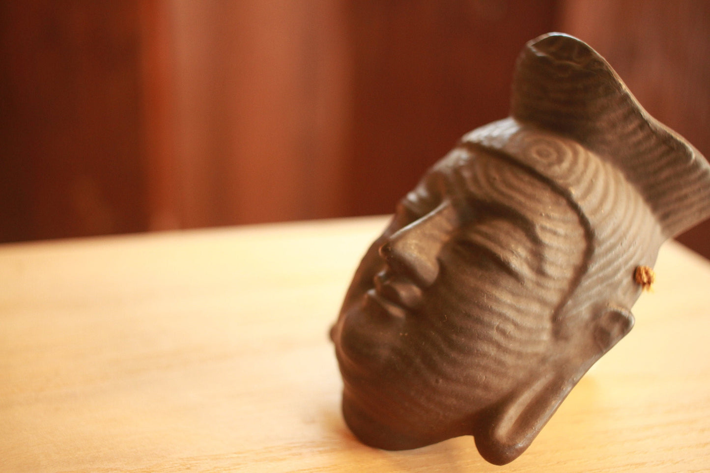 Kannon Buddha Mask - Vintage Japanese Pottery Ornament | Handmade Ceramic Figure