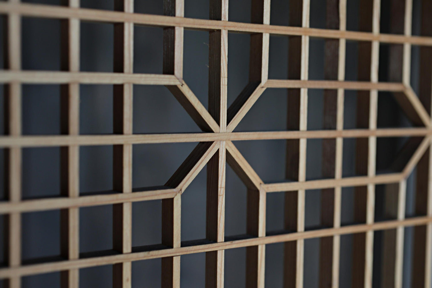 Vintage Shoji Screen ×2 - Kumiko Wood Panel Pair | Japandi Wall Art, Geometric Frame