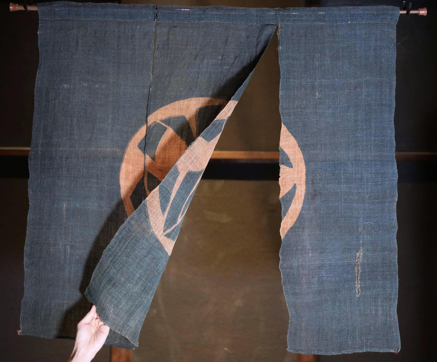 Antique Japanese Noren – Indigo Linen Curtain | Edo Era Textile Room Divider