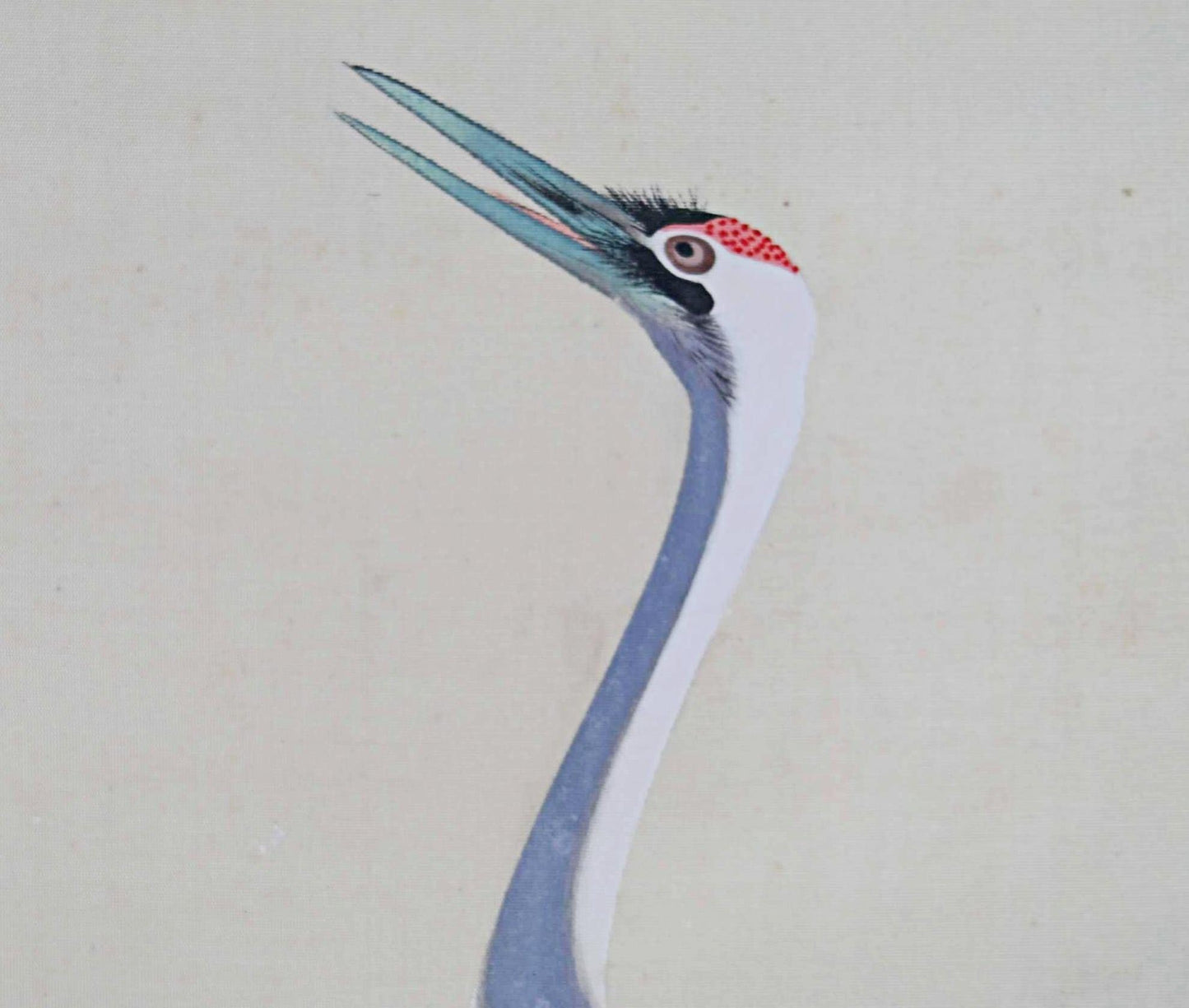 Japanese Hanging Scroll - Vintage Silk Mounted Painting of Pair of Cranes Artwork