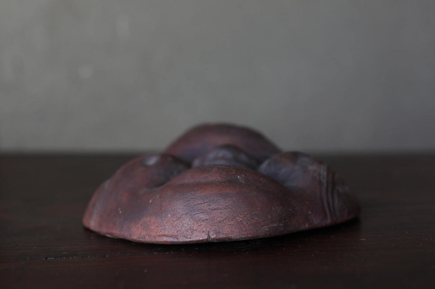 Bizen Ware Otafuku Mask - Antique Japanese Ceramic Wall Decor | Prosperity Symbol