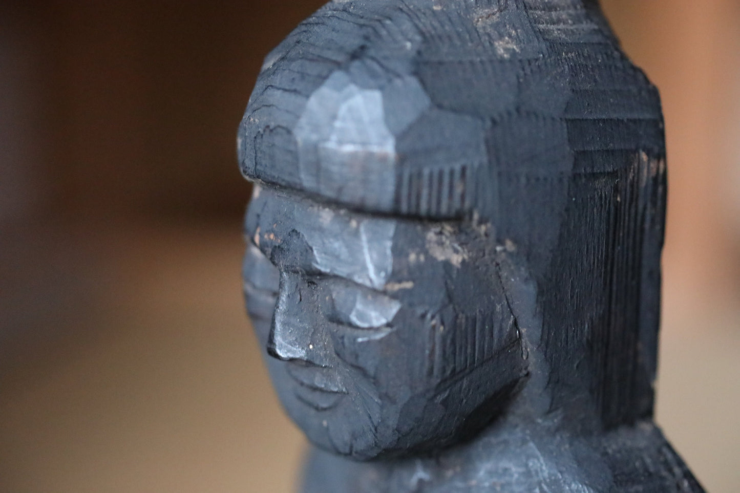 Japanese Antique Buddha Statue – Edo Period Wooden Buddhist Sculpture With Sun And Moon Motif