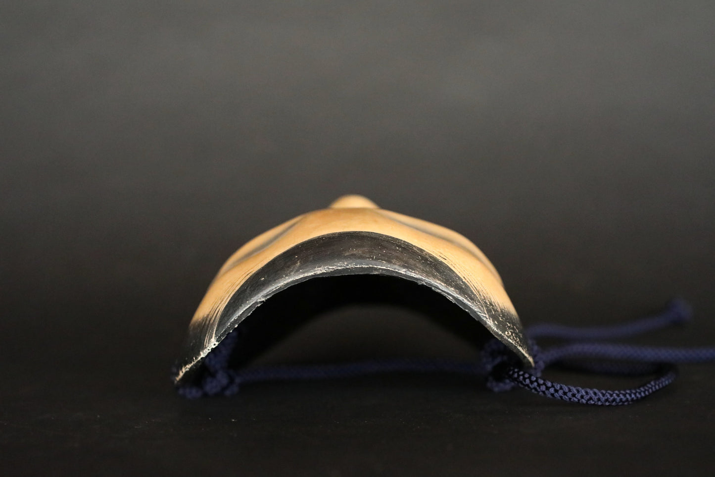 Antique Japanese Noh Mask: Chujo Samurai, Wood Carving with Silk Bag