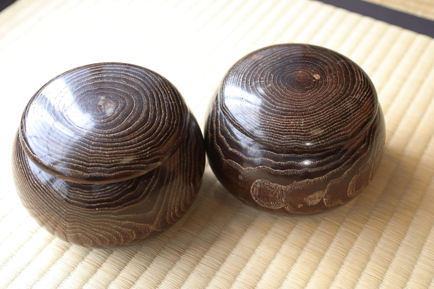 Solid Wood Go Board - Premium Japanese Goban Table With Thick Go Stones & Vintage Wooden Bowls