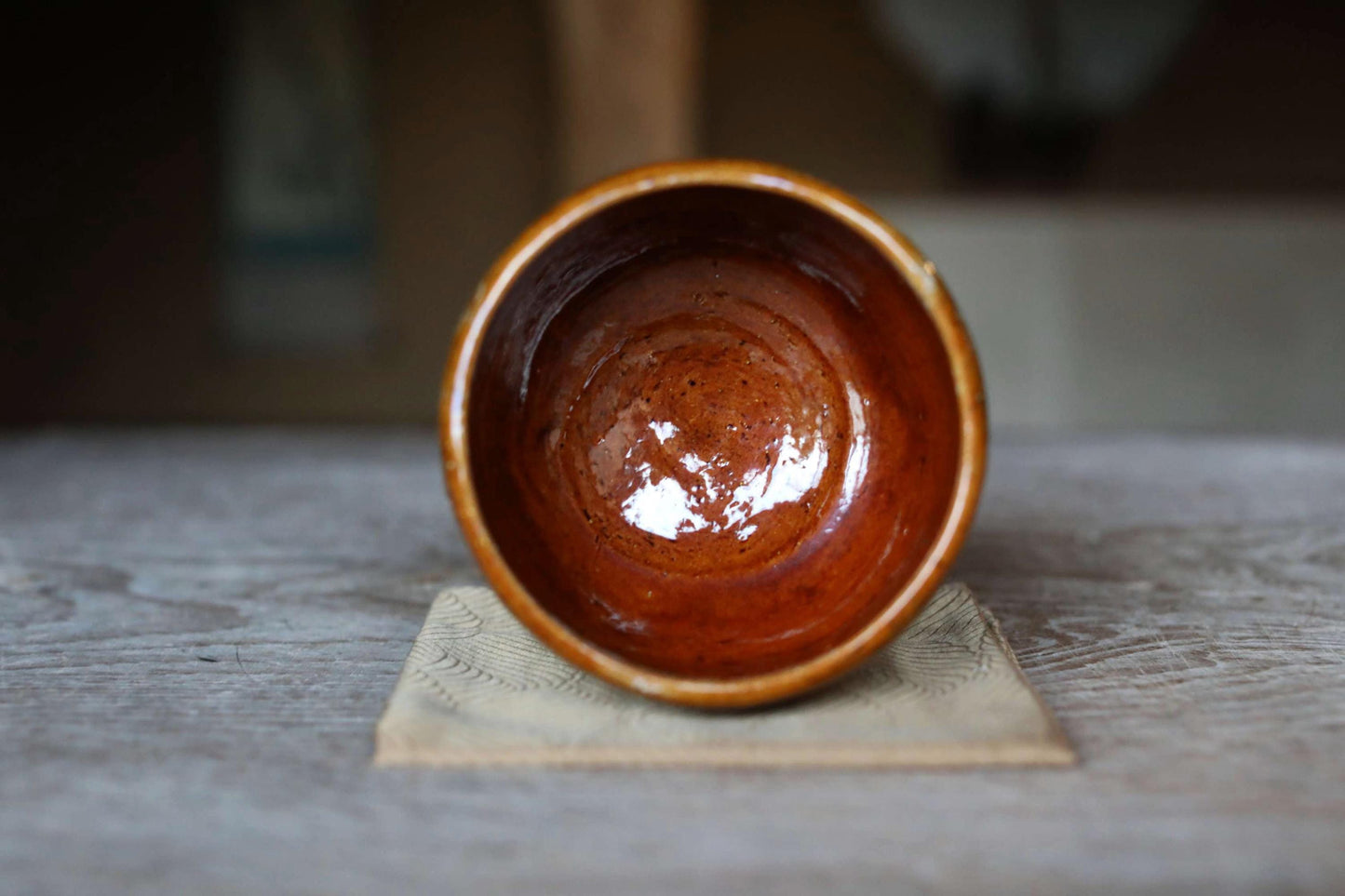 Japanese RAKU CHAWAN Handmade Matcha Tea Cup Bowl - Traditional Tea Ceremony Pottery with Kanji Signature Box