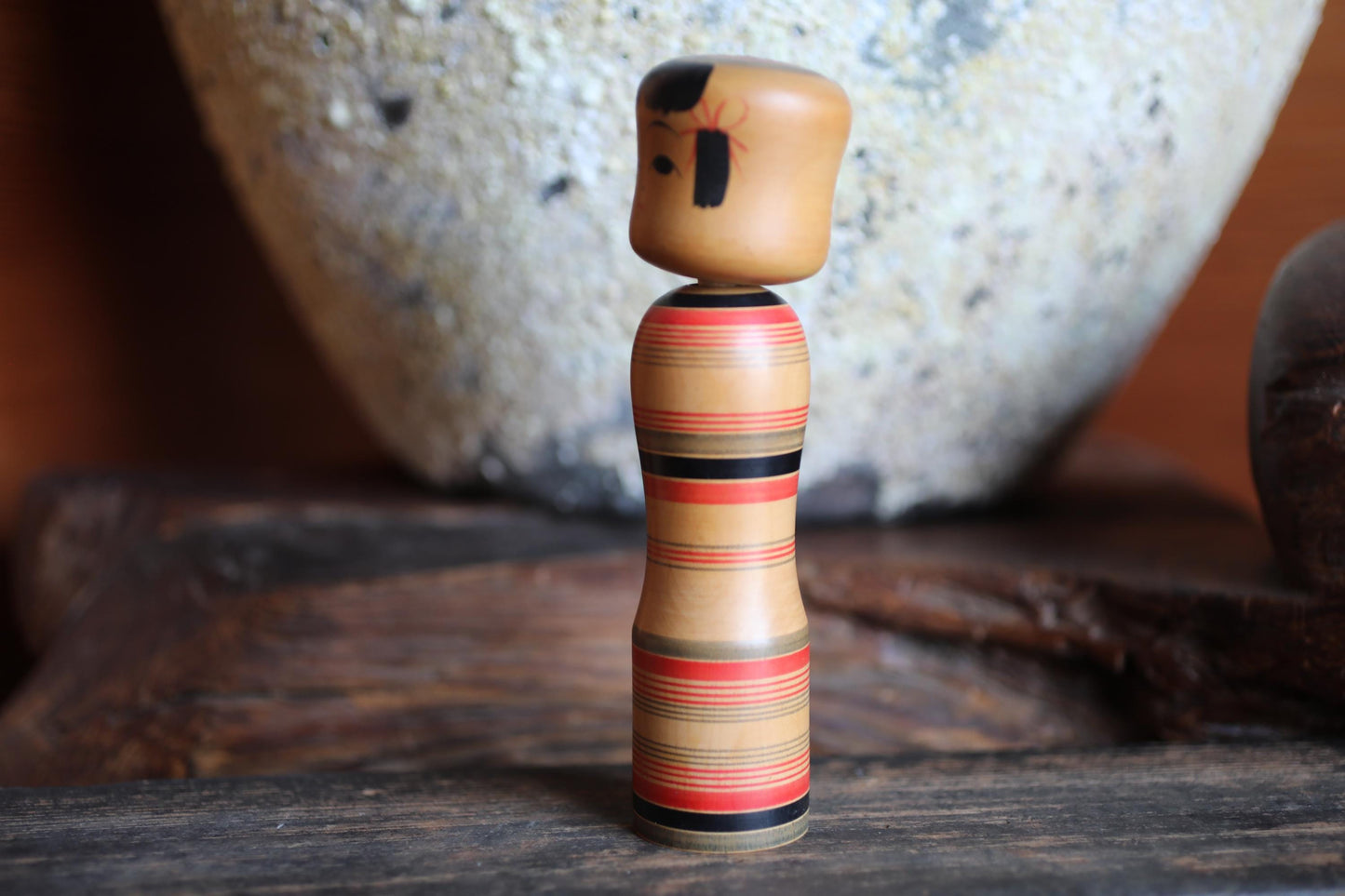 Japanese Vintage Wooden Doll – Traditional Kokeshi Figurine With Cute Tilted Head