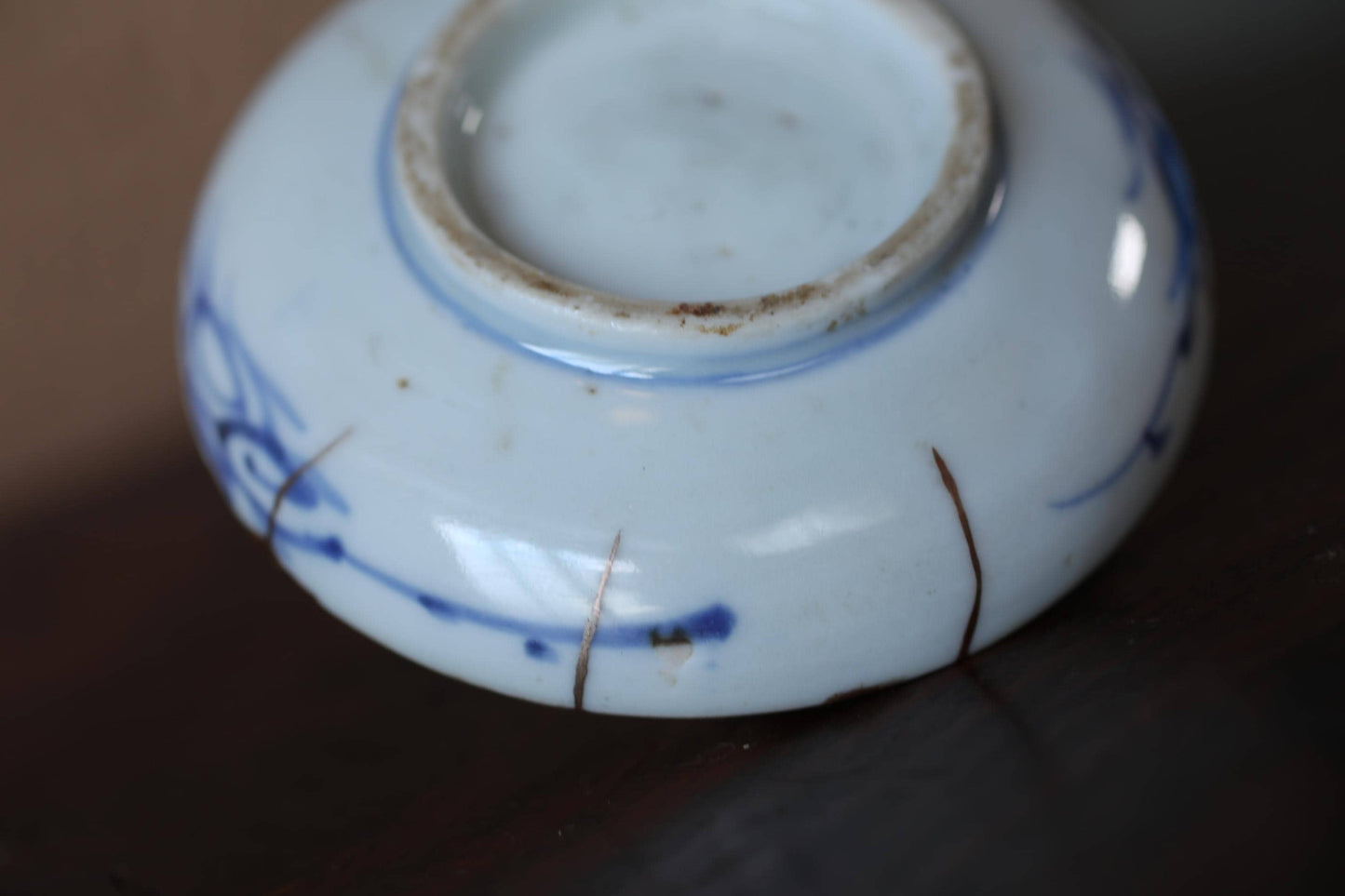 Vintage Sometsuke Plate - Japanese Porcelain Dish | Blue White Ceramic, Kintsugi Repaired