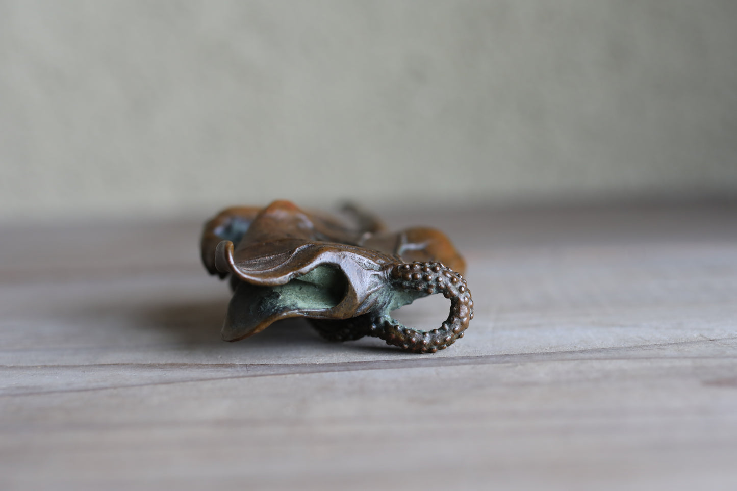 Japanese vintage bronze incense stand holder with Crab's Paw and Lotus/ stand H4.3in/H11cm