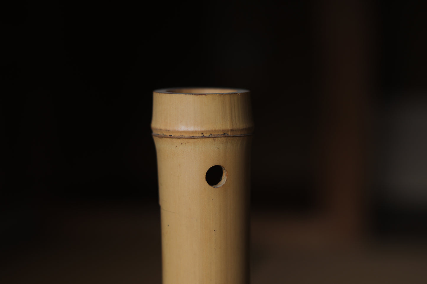 Japanese bamboo Single flower vase named Zen word "Hear the truth" for Tea house/ hanging vase H9.6in/ H24.5cm