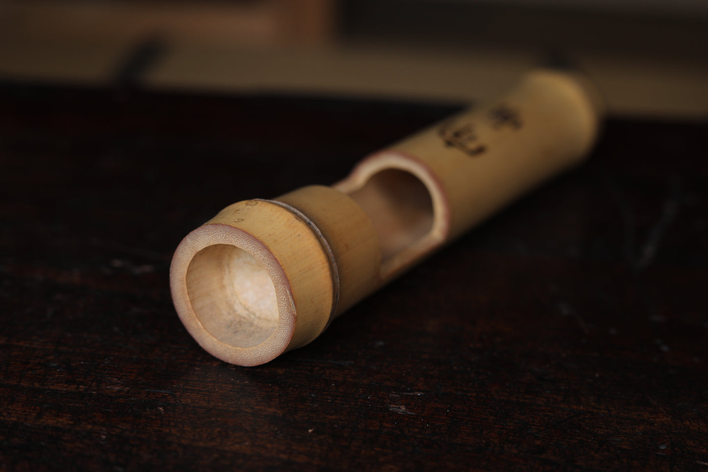 Japanese bamboo Single flower vase named Zen word "Hear the truth" for Tea house/ hanging vase H9.6in/ H24.5cm