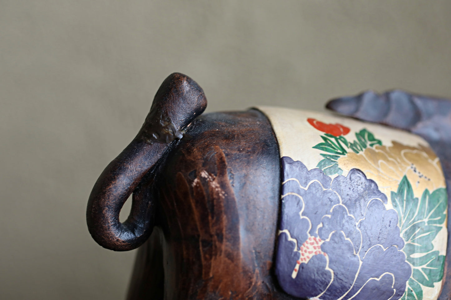 Japanese vintage boar doll made of pottery hand made animal ornament Kanji Signature, Chinese zodiac H3.9×6.1in/10×15.5cm
