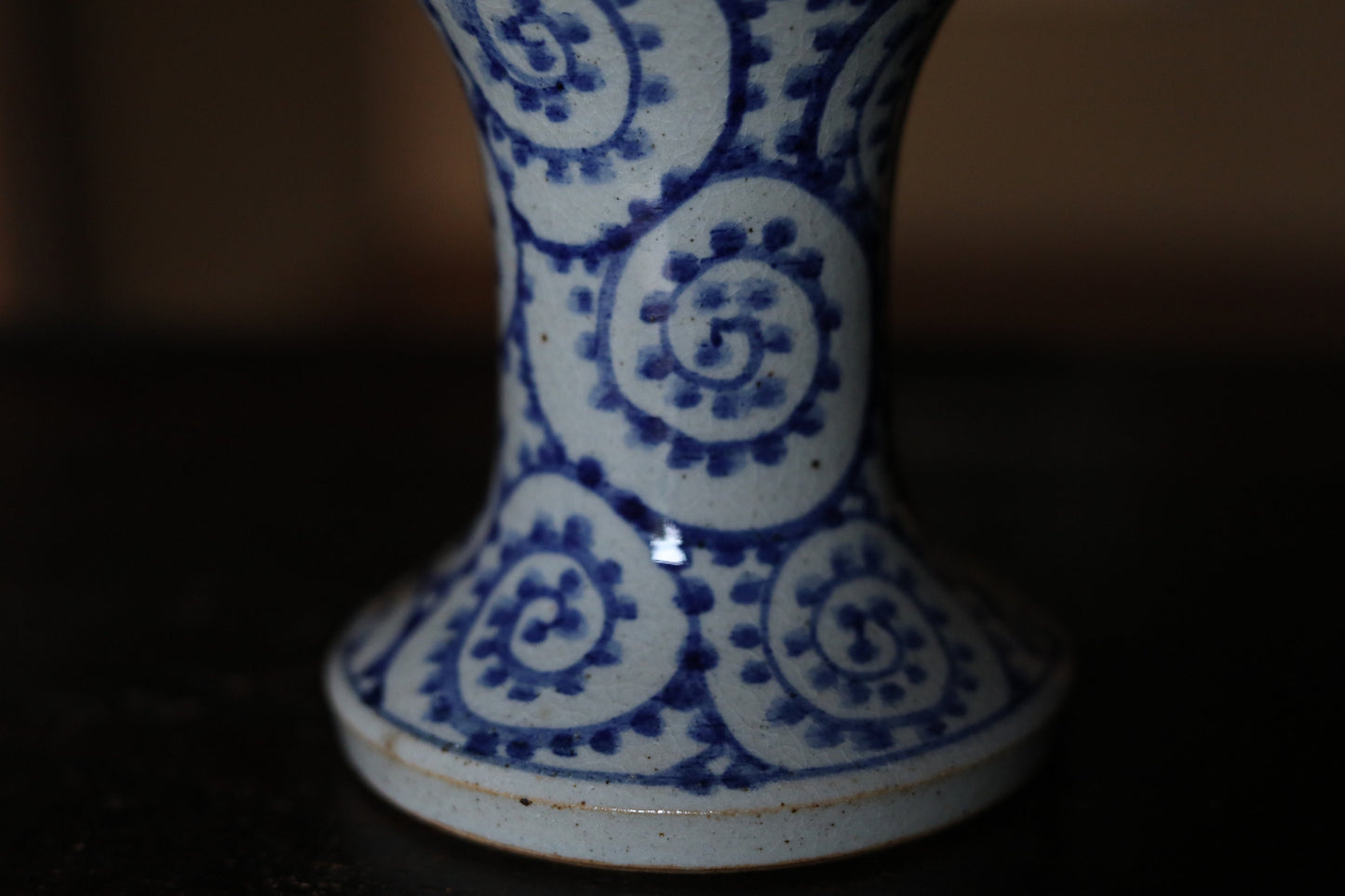 Vintage Koimari Sake Bottle - Indigo Blue Porcelain Vase With Octopus Arabesque Pattern