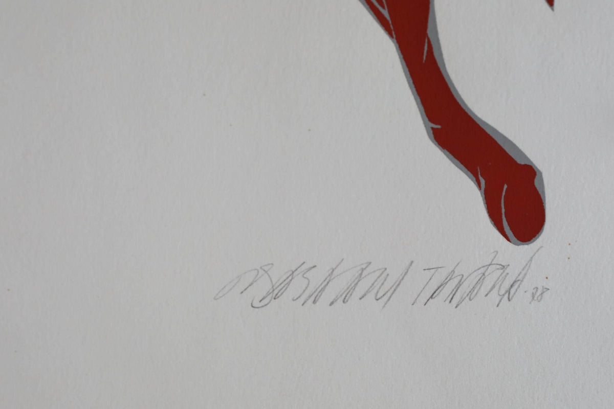 a red leg and a signature in the bottom right corner.