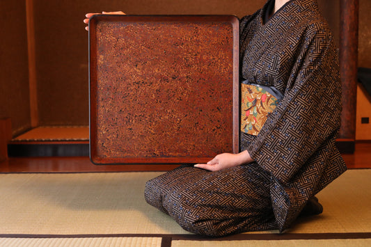 Japanese large Marble color makie urushi tray