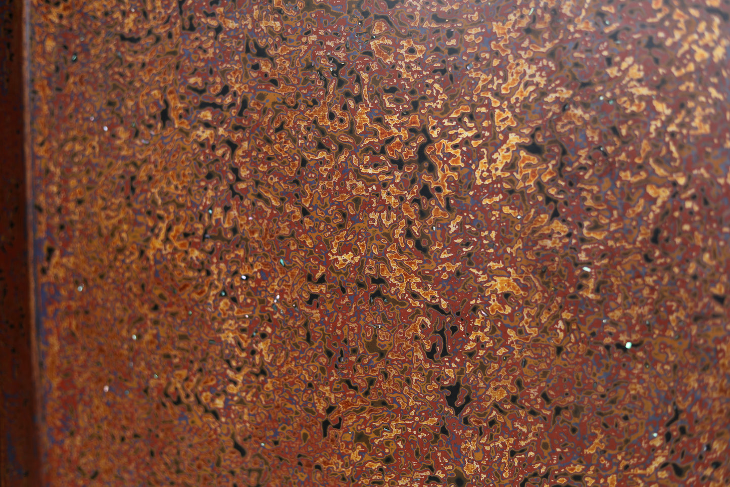 Large Japanese Lacquer Tray, Aizu Urushi, Togidashi Henshin-nuri, Mother-of-Pearl Inlay