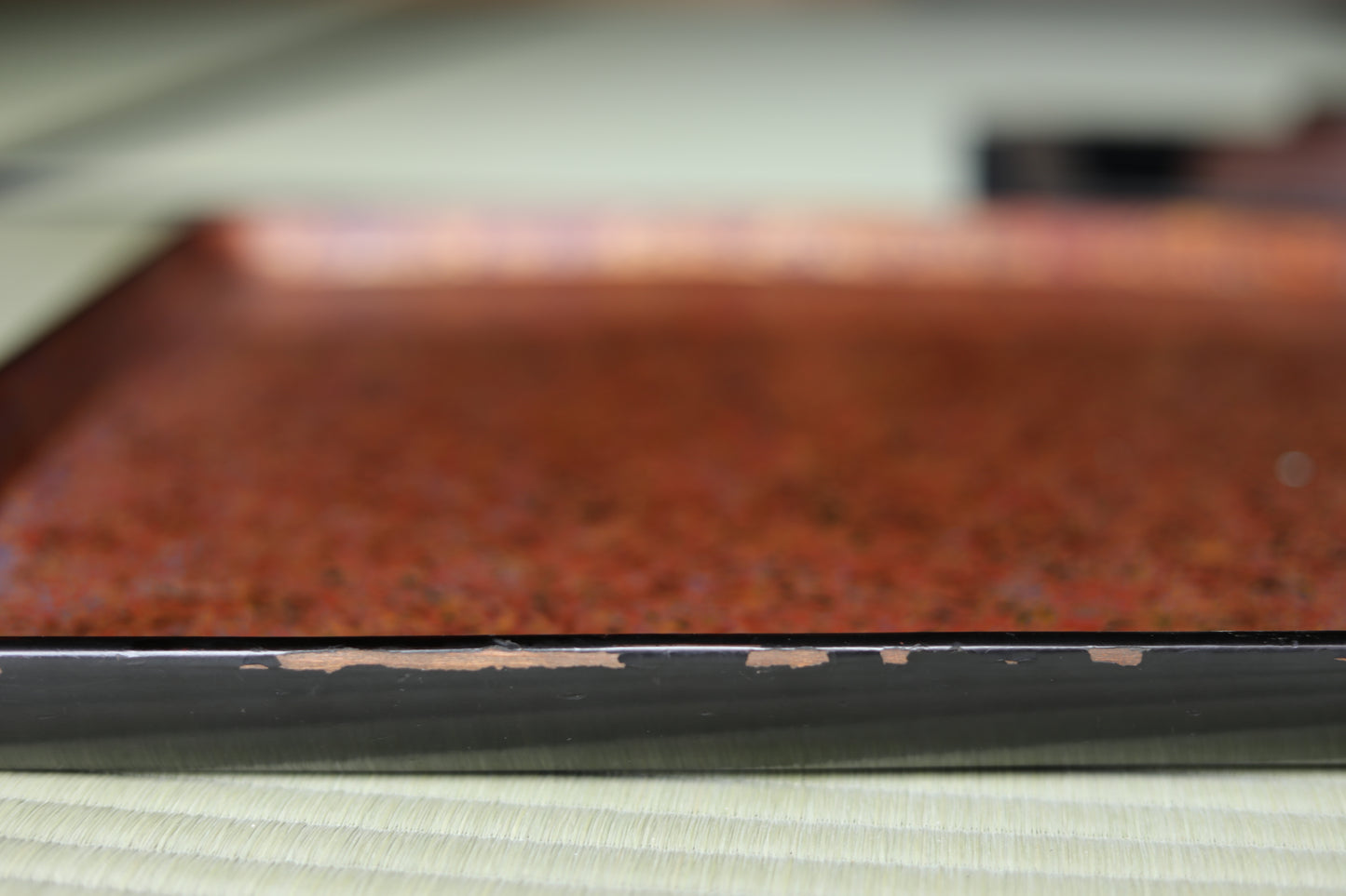 Large Japanese Lacquer Tray, Aizu Urushi, Togidashi Henshin-nuri, Mother-of-Pearl Inlay