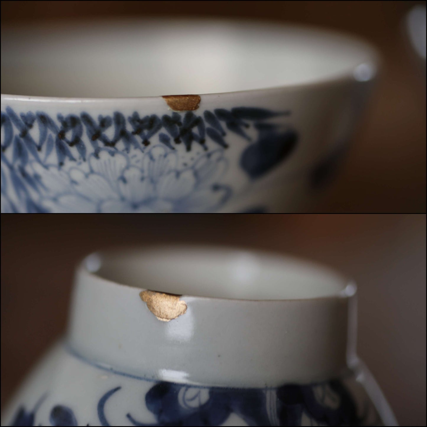 Antique Japanese Imari Ware Bowls with Lids, Indigo Blue Sometsuke, Set of 5, Edo