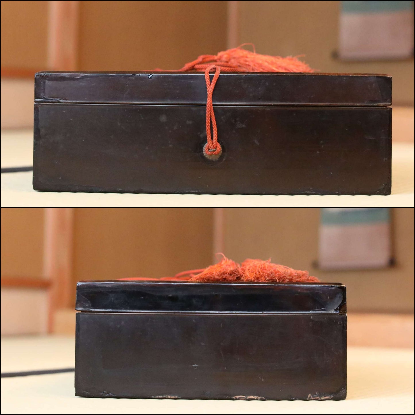 Japanese Makie Lacquer box with Long-tailed bird gold urushi EDO 1800s