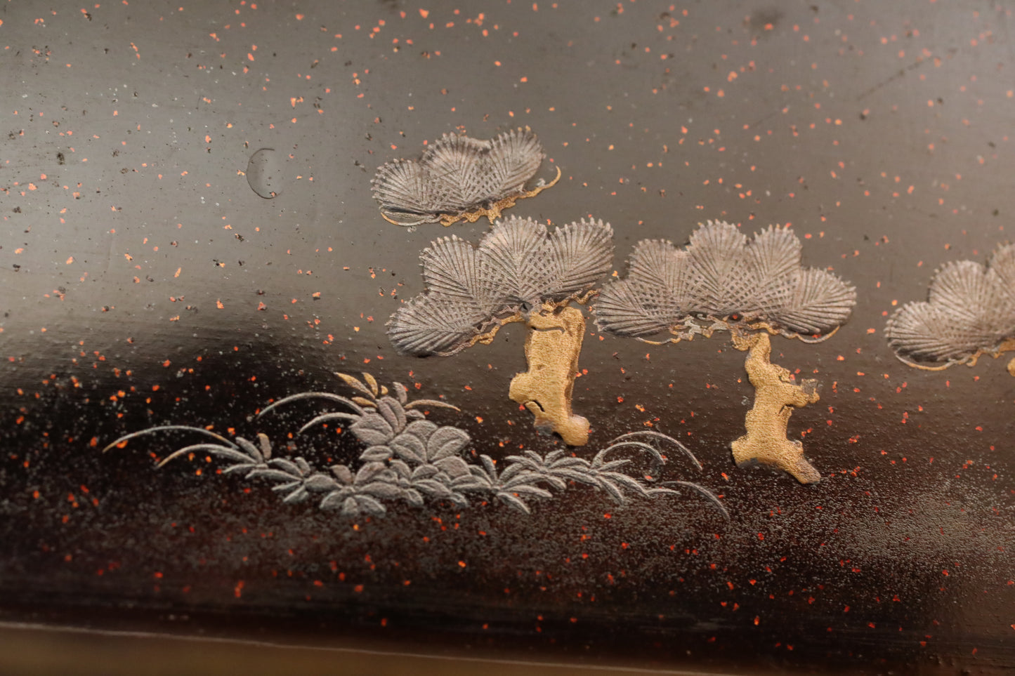 Japanese Makie Lacquer box with Long-tailed bird gold urushi EDO 1800s