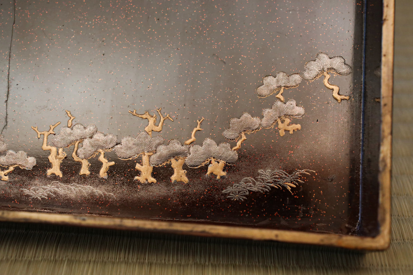 Japanese Makie Lacquer box with Long-tailed bird gold urushi EDO 1800s