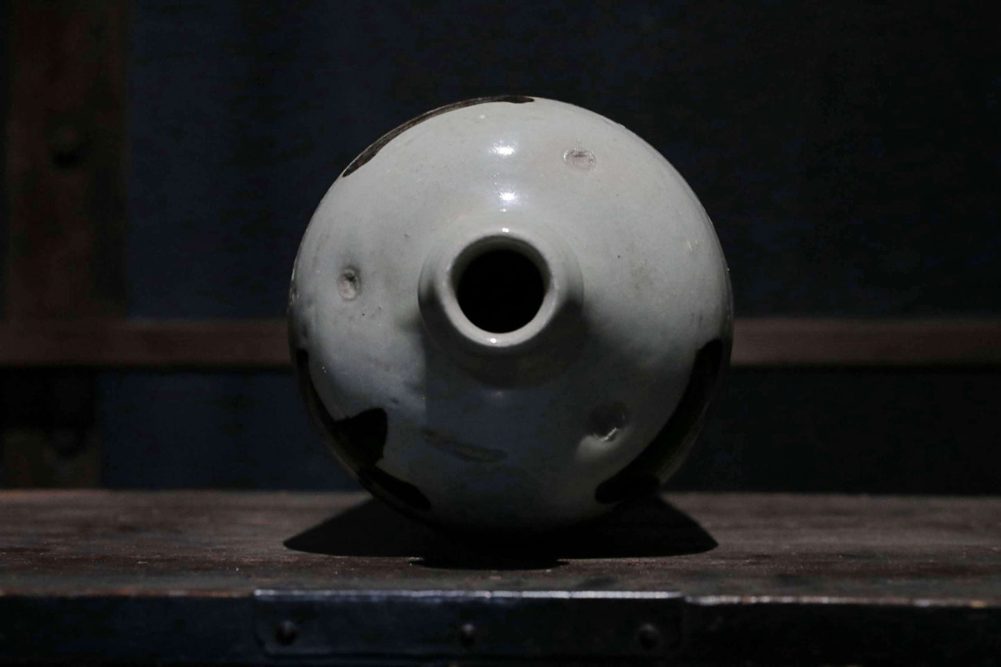 Japanese Antique ceramic jar Sake bottle Tokkuri 1930s Japan art craft with Kanji calligraphy ornament H10.2×4.7in/H26×12cm (コピー)
