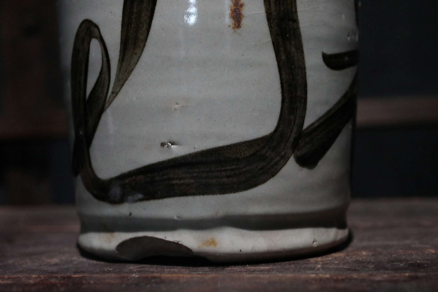 Japanese Antique ceramic jar Sake bottle Tokkuri 1930s Japan art craft with Kanji calligraphy ornament H10.2×4.7in/H26×12cm (コピー)