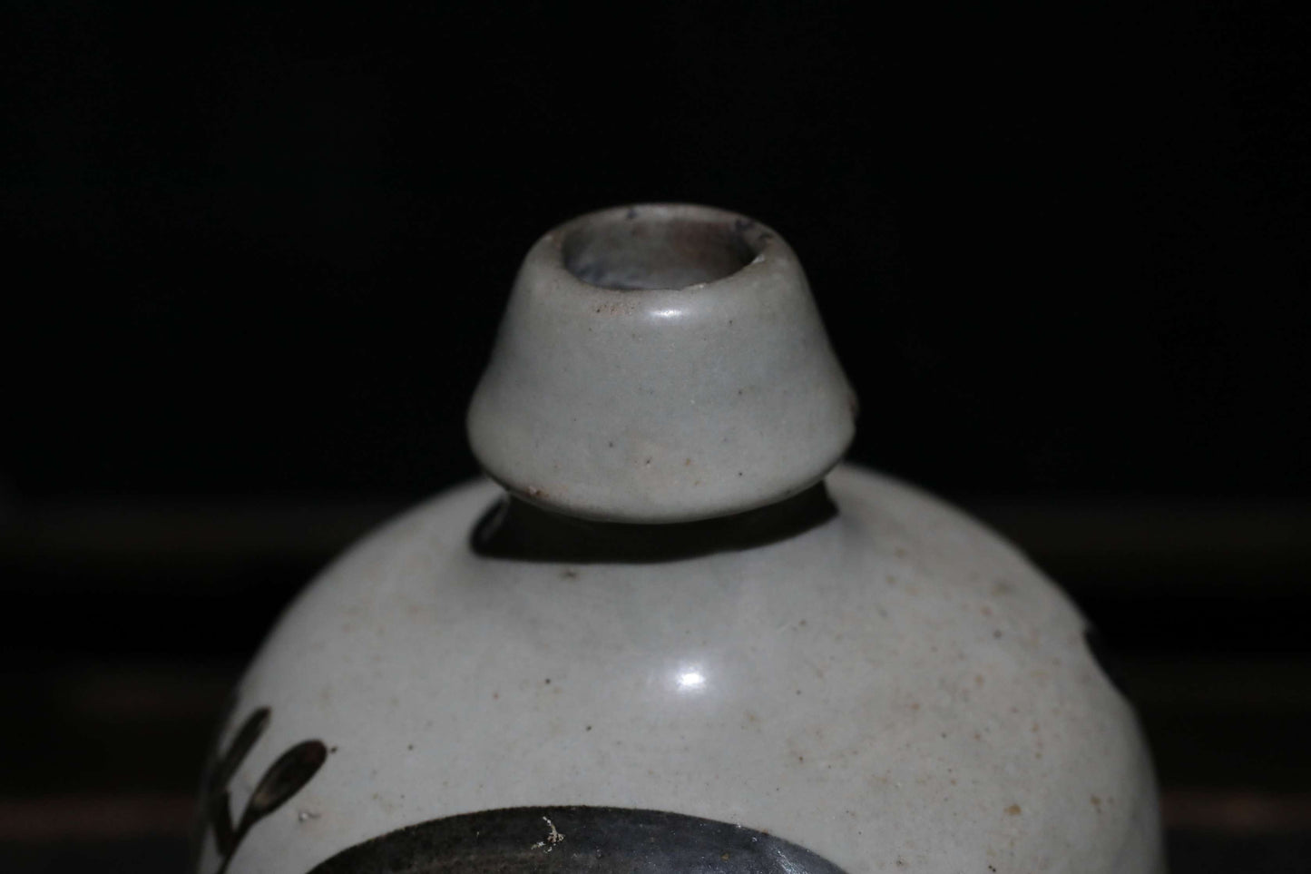 Japanese Antique ceramic jar Sake bottle Tokkuri 1930s Japan art craft with Kanji calligraphy ornament H10.2×4.7in/H26×12cm