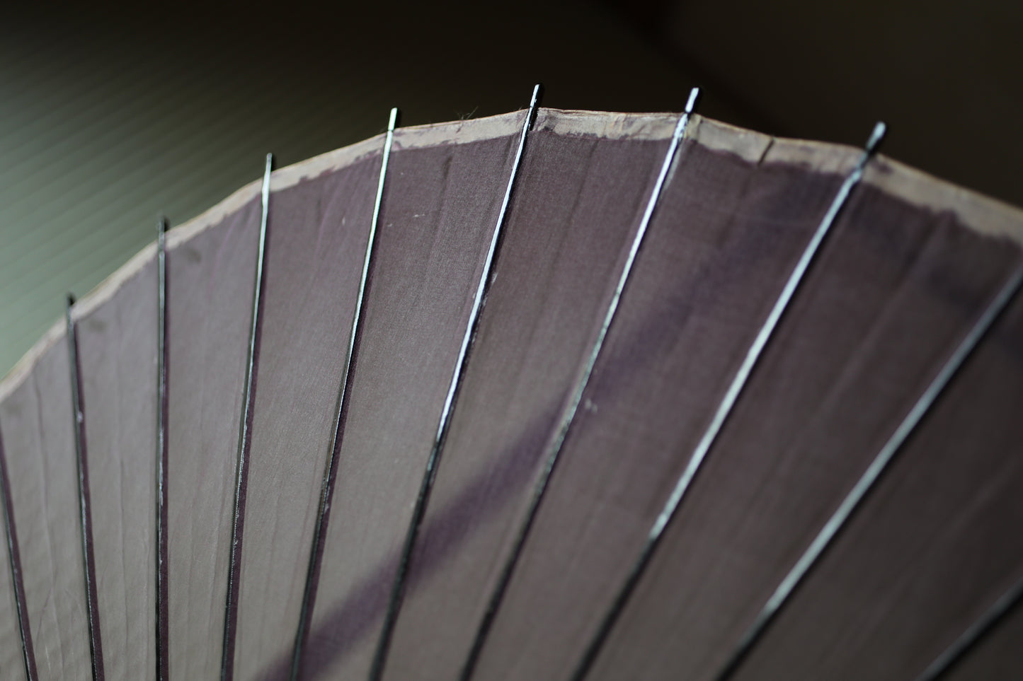 Japanese vintage KIMONO item Traditional Umbrella WAGASA BANGASA  in purple, made of silk gauze and bamboo   H33.7×34.8in/H85.5×88.5cm