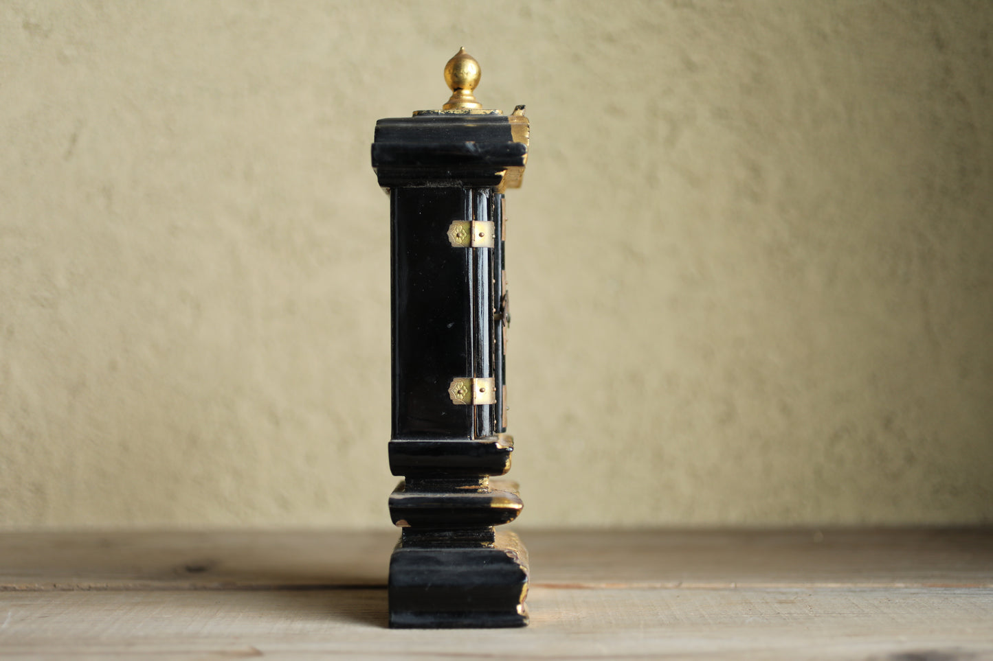 Vintage Japanese Buddhist Ihai Shrine: Gold Lacquer metal craft Ancestral Altar 1970s H8.3in/H21cm