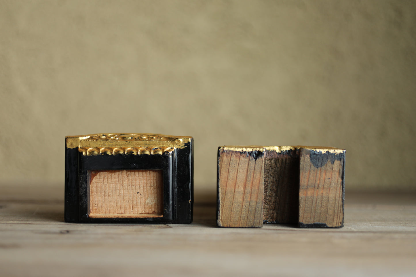 Vintage Japanese Buddhist Ihai Shrine: Gold Lacquer metal craft Ancestral Altar 1970s H8.3in/H21cm