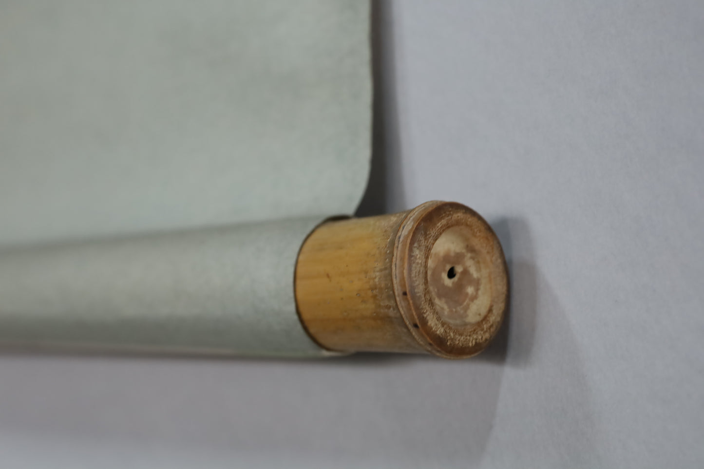 Antique Japanese Zen Scroll: Mt. Fuji Ink Painting, Kanji Calligraphy, Bamboo Rollers (Boxed)