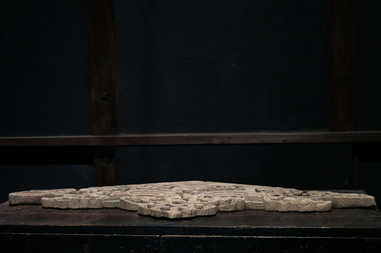 Antique Japanese Wood Carving Gegyo, Temple Water Crest Sculpture EDO