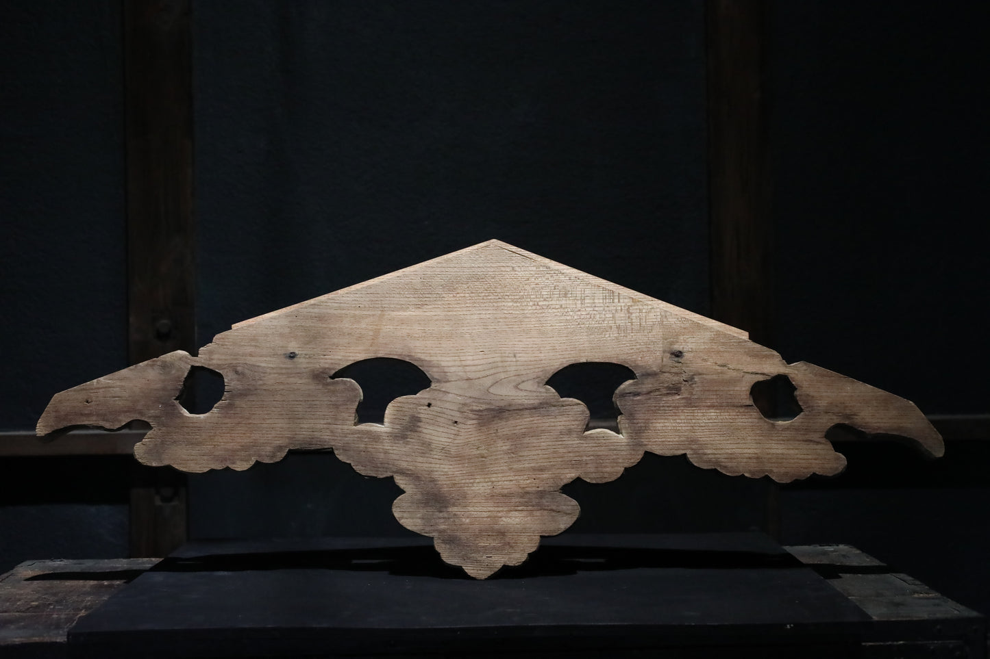 Antique Japanese Wood Carving Gegyo, Temple Water Crest Sculpture EDO