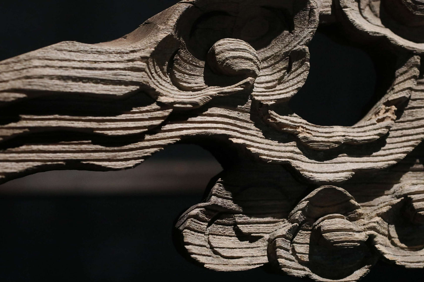 Antique Japanese Wood Carving Gegyo, Temple Water Crest Sculpture EDO