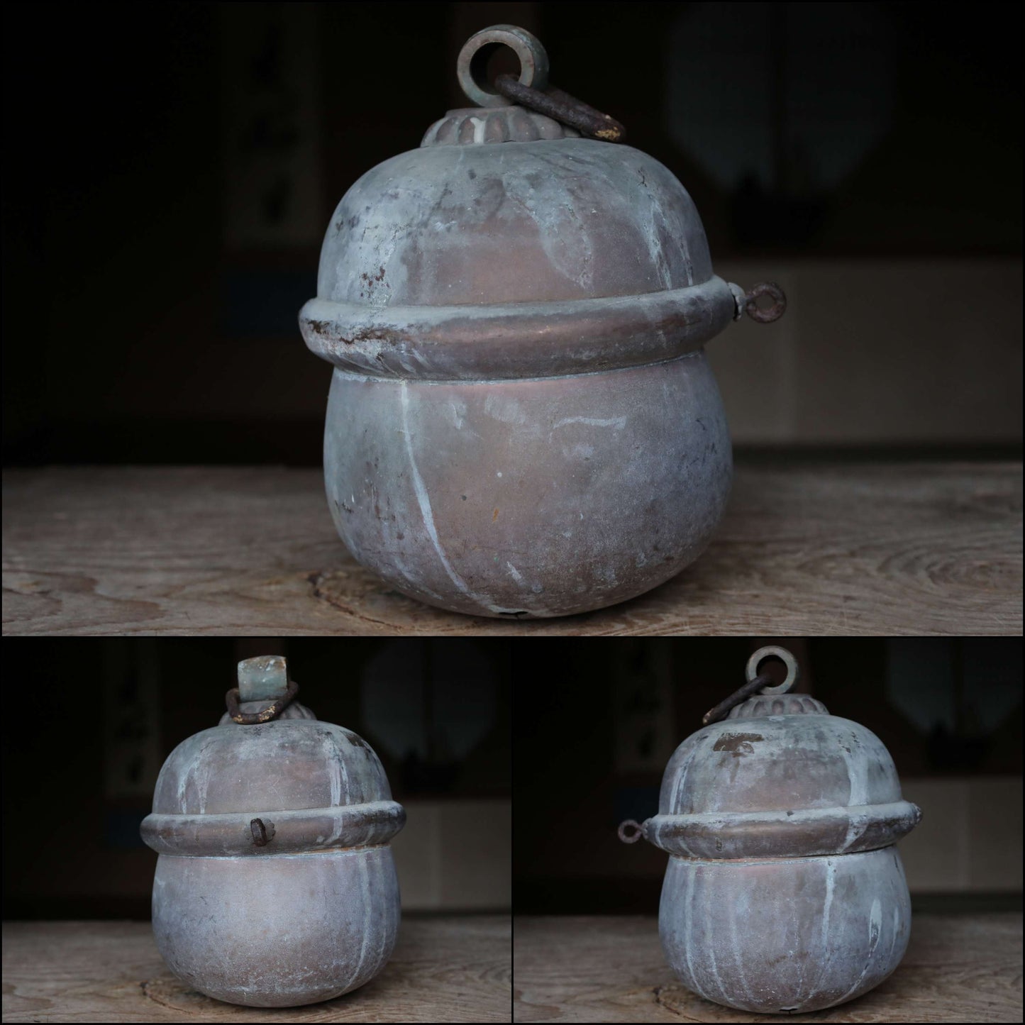 LARGE! Japanese vintage Bronze Bell from shinto shrine hanging bell made of bronze hand craft SUZU 1960s H11in/28cm