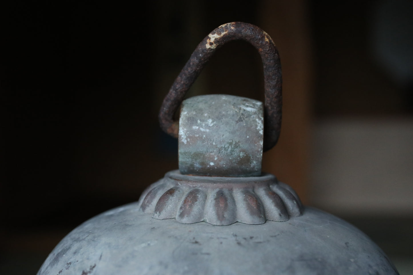 LARGE! Japanese vintage Bronze Bell from shinto shrine hanging bell made of bronze hand craft SUZU 1960s H11in/28cm
