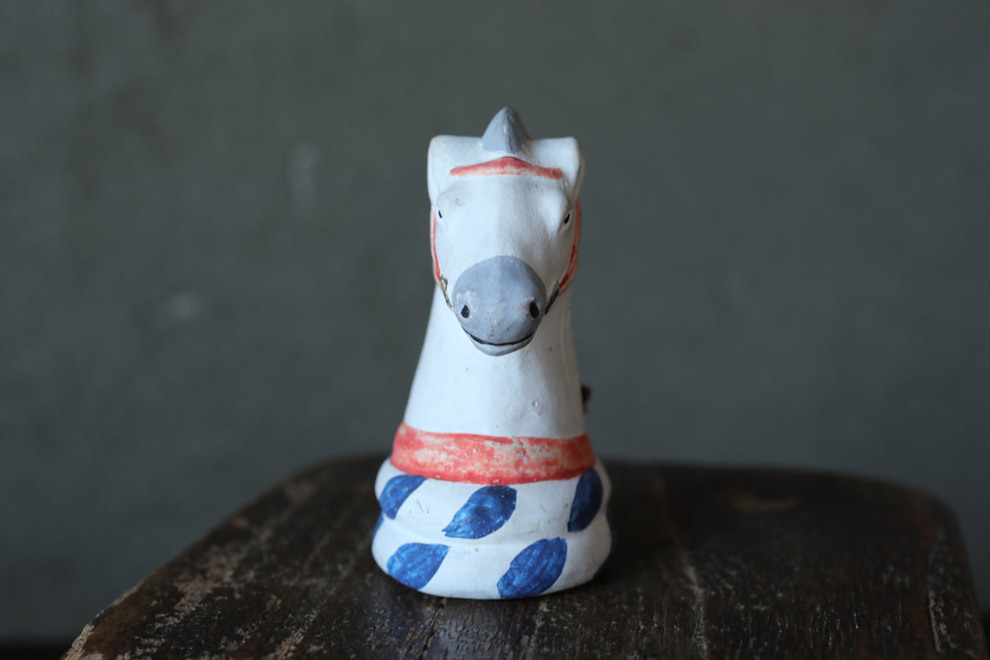 Japanese pottery bell horse animal doll with Kanji 誉田宮 神馬 sacred horse Paper weight, Ornaments Japanese vintage small bell H3.9in/10cm