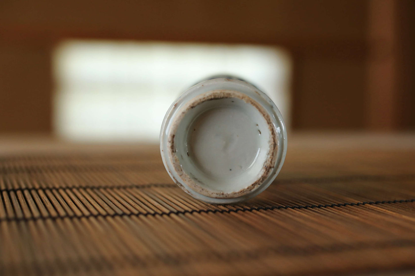 Japanese antique 1800s EDO small vase porcelain SAKE bottle old IMARI with arabesque pattern hand painting Sometsuke H5.1in/H13cm