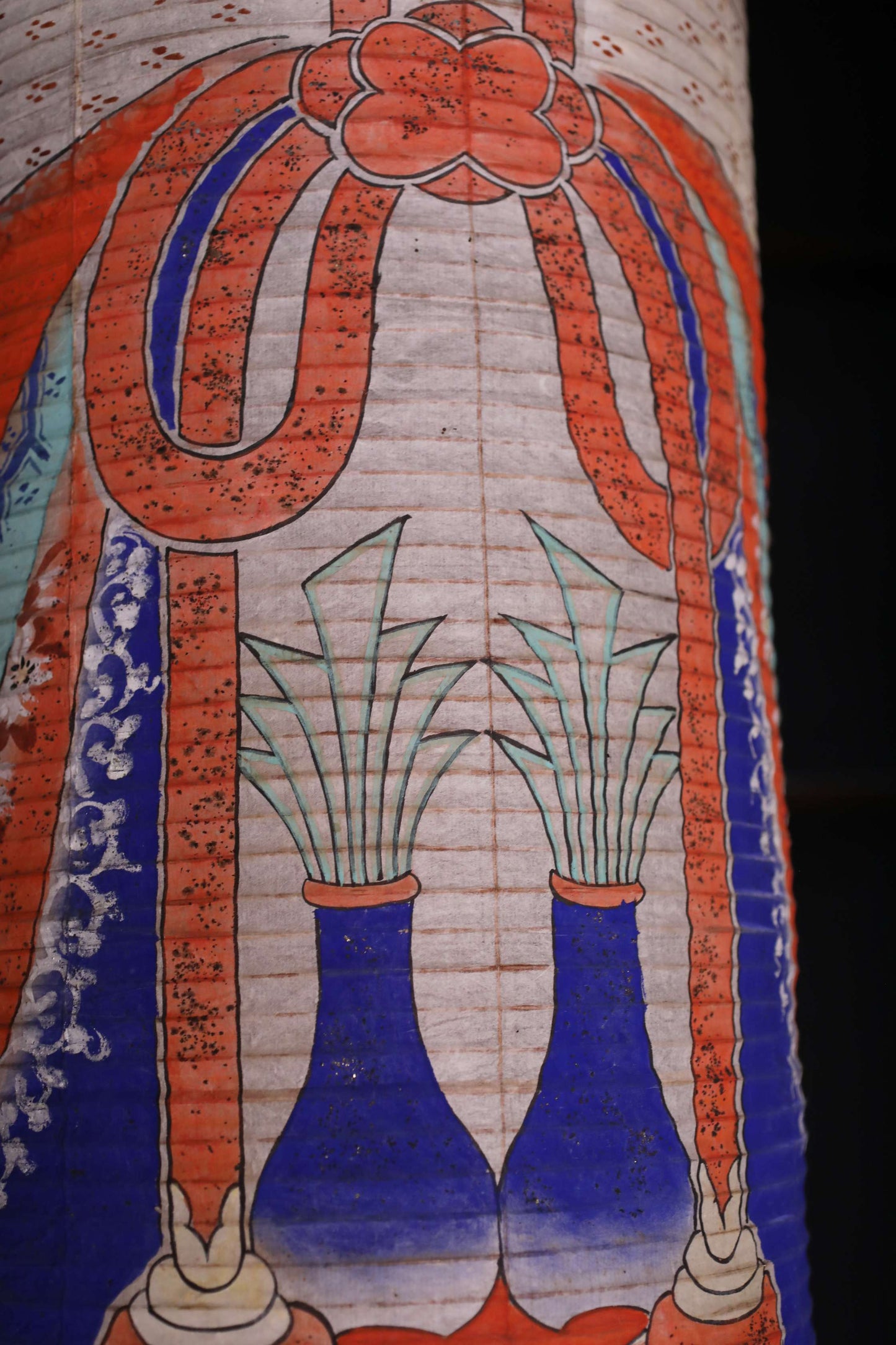 BIG! Japanese furniture vintage hanging paper lantern for portable Candle holder for the shrine temple Kanji calligraphy H42.4in/H107.8cm