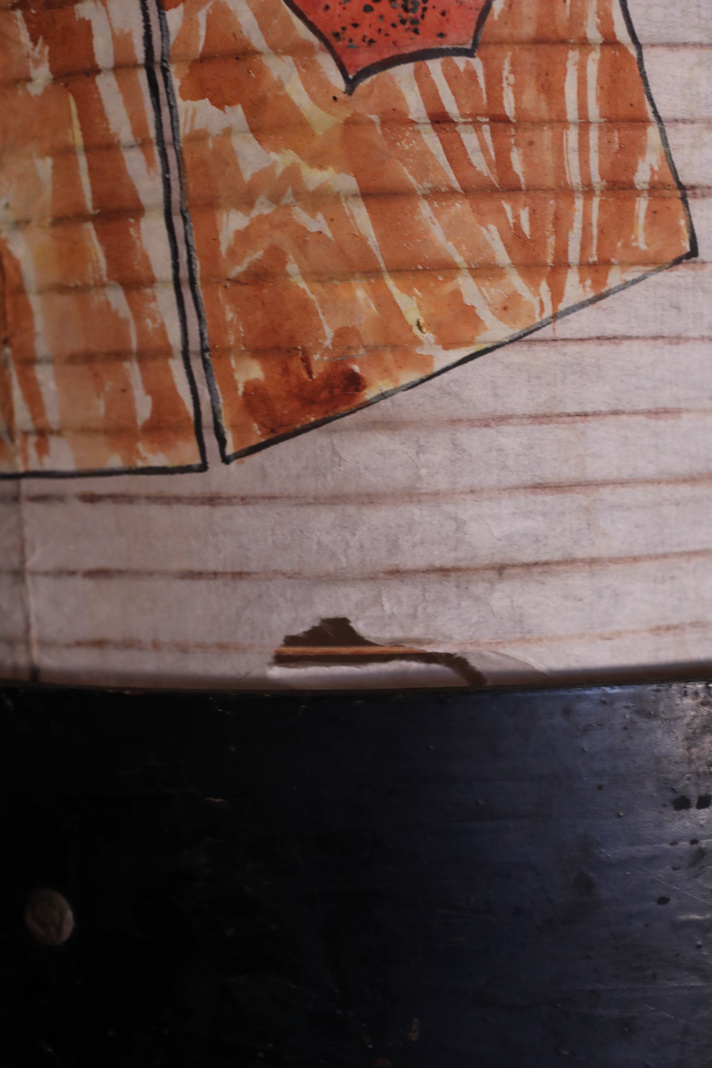 BIG! Japanese furniture vintage hanging paper lantern for portable Candle holder for the shrine temple Kanji calligraphy H42.4in/H107.8cm