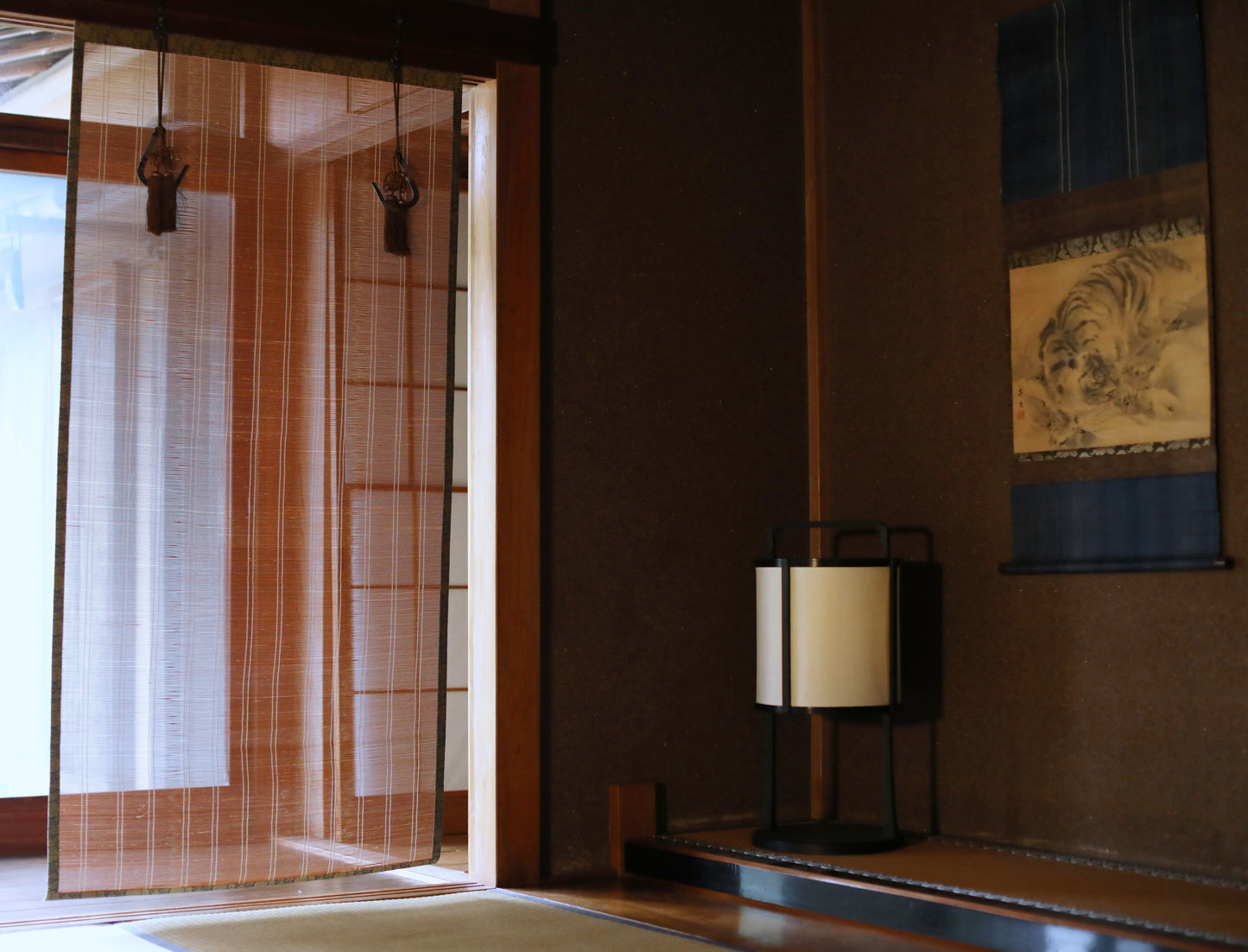 FINE!Japanese furniture bamboo curtain Window Screen Shade Blind hanging roll with silk, hook, tassel H66.9×W34.6in/H170×W87.7cm